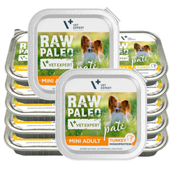 Raw Paleo Pate Mini Adult Turkey Tacka 12x150g Mokra Karma Dla Psów Małych Ras z Indykiem