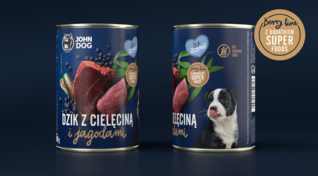 KARMA MOKRA John Dog BERRY SZCZENIAK dzik z cielęciną i jagodami 400g