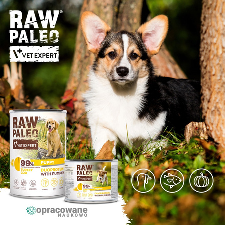 Raw Paleo Turkey&Cod Puppy Duoprotein 24x200g​ Mokra Karma Dla Szczeniąt z Indykiem i Dorszem