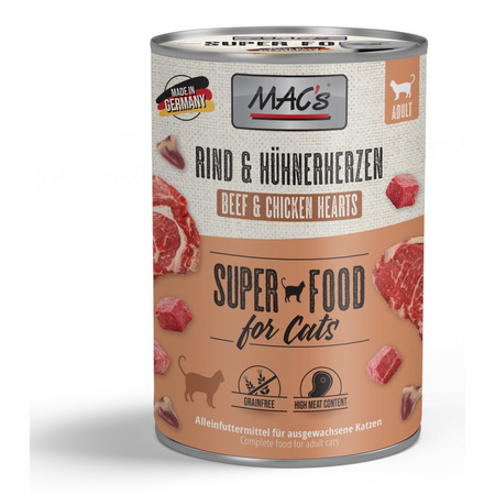 MAC's Cat 12x400g Mokra Karma Dla Kota Wołowina Serca Drobiowe