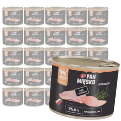 Pan Mięsko 24x200g Hipoalergiczna Mokra Karma Dla Dorosłych Kotów Indyk Z Królikiem