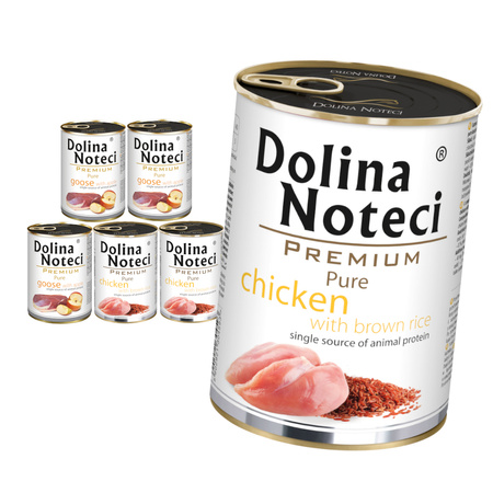 Dolina Noteci Premium Pure 6x400g Bogata w Kurczaka z Ryżem i Gęś z Jabłkiem Mokra Karma Dla Psa