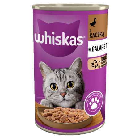 Whiskas Adult Puszka 12x400g Mokra Karma Pełnoporcjowa Dla Dorosłych Kotów Mix Smaków w Galaretce