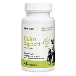 LAB-V Calm Support Suplement Dla Psów i Kotów 45 Kapsułek Wspomaganie Przy Objawach Stresu i Zaburzeniach Behawioralnych