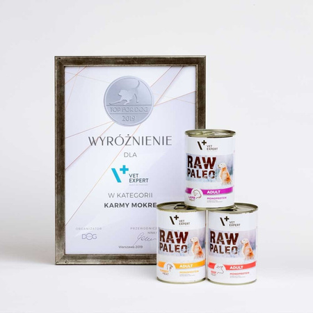 Vet Expert Raw Paleo Adult Monoprotein 6x800g Mokra Karma Dla Psa z Wołowiną