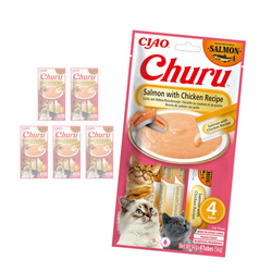 Inaba Cat Churu Salmon With Chicken 24x14g Kremowy Przysmak Dla Kota Pasta z Łososiem i Kurczakiem