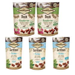 Carnilove 5x50G Przysmak Dla Kota Mix Sardynki I Pietruszka Kaczka i Liście Maliny