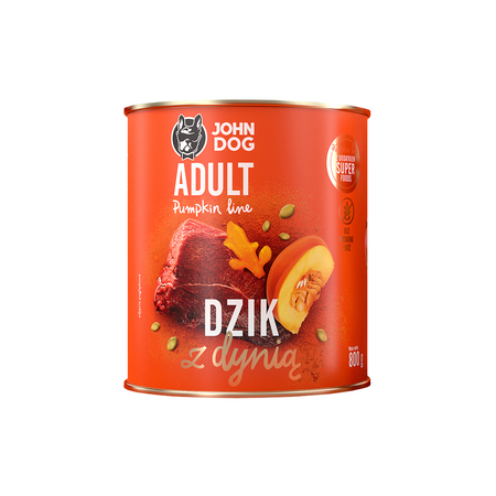 JOHN DOG Karma Mokra Dla Psa Pumpkin Line Dzik z Dynią 24x800g