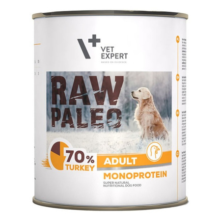 Vet Expert Raw Paleo Adult Monoprotein 12x800g Mokra Karma Dla Psa z Indykiem