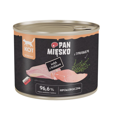 Pan Mięsko 200g Hipoalergiczna Mokra Karma Dla Dorosłych Kotów Indyk Z Królikiem