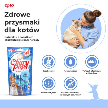 Inaba Cat Churu Pops 4x15g (60g) Kremowy Przysmak Dla Kota Galaretka Z Tuńczykiem
