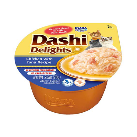 Inaba Cat Dashi Delights 6x70g Uzupełniająca Karma Dla Kota Bulion z Kurczakiem i Tuńczykiem 3+3 GRATIS