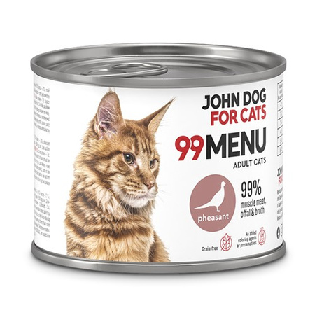 John Dog for Cats 99 Menu Mokra Karma Dla Dorosłych Kotów Z Bażantem 24x200g