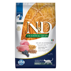Farmina N&D Cat Ancestral Grain Lamb Adult 5kg Sucha Karma Dla Kota Jagnięcina z Borówką