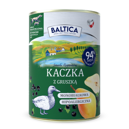 Baltica Kaczka z Gruszką 24x400g Monoproteinowa Hipoalergiczna Bezzbożowa Mokra Karma Dla Psa