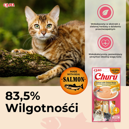 Inaba Cat Churu Salmon With Chicken 24x14g Kremowy Przysmak Dla Kota Pasta z Łososiem i Kurczakiem
