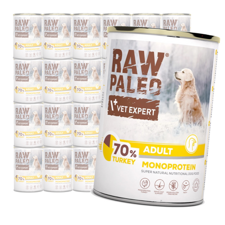 Vet Expert Raw Paleo Adult Monoprotein 24x400g Mokra Karma Dla Psa z Indykiem