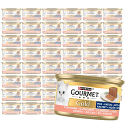 Purina Gourmet Gold Mus z Łososiem 48x85g Mokra Karma Dla Kota