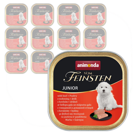 Animonda Vom Feinsten Junior 11x150g Mokra Karma Dla Szczeniąt Wołowina Z Drobiem