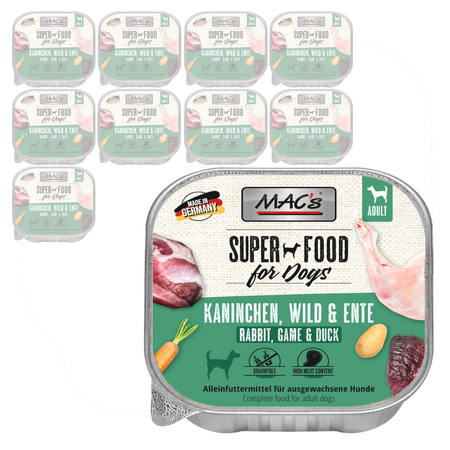 MAC's Dog Bezzbożowa Mokra Karma Dla Psa Tacka 10x150g z Królikiem Jeleniem i Kaczką