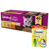 Whiskas Adult 40x85g Drobiowe Frykasy Mokra Karma Dla Dorosłych Kotów 4 Smaki W Galaretce + Dreamies
